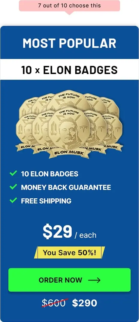 buy 10 elon badge